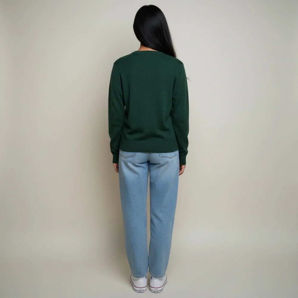 The Limited Collection Button Front Sweater Ribbed Knit Cardigan Top‎ Sz L Green